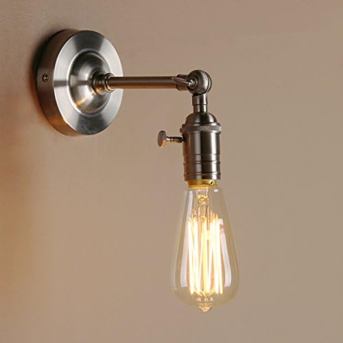 PathsOn Industrial Vintage Wall Light Fittings, Loft Bar Kitchen Metal Sconce Wall Lamp Lighting Fixture Corridor Wall Lighting (Brushed)