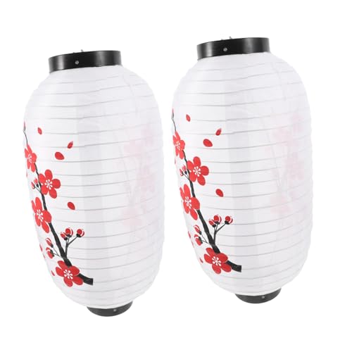 TOBBOMEY 2 Piezas Linternas Japonesas Tradicionales con Flores Decorativas Lámparas Colgantes de Tela para Restaurante Sushi Bar Izakaya y Decoración Interior Festiva de Unidades de