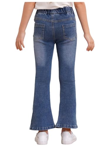 Kids Girls Skinny Flared Jeans Bell-Bottom Denim Pants Casual Elastic Waist Casual Trousers4