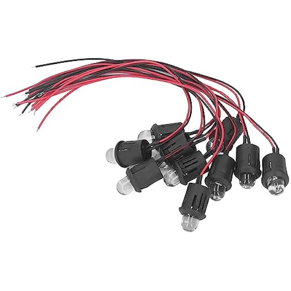 Tablica Pilot Lampka Kontrolna żarówka Okablowana Dioda Elektroluminescencyjna LED Plastikowy Klips Uchwyt Panel Wyświetlacza do Oświetlenia Samochodu światło Hamowania 10mm 12V (Czerwony)