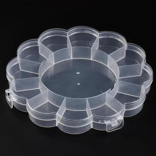 Image of 12 Grids Clear Plastic Bead Storage Containers，XOOBIU Nail Box Storage Case Container, Floral Pattern Flip Top Jewelry Boxes Organizers for Jewelry Making and Crafts，Beads Rings Earrings