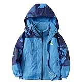 LittleSpring Little Kids Coat Girl 3 in 1 Jacket for Boys Waterproof Outerwear Fleece Jackets Warm Blue Size 6