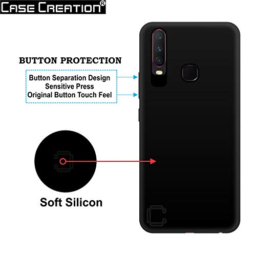Image of Case Creation for VivoY17 2019 Back case, Vivo Y17 Slim Flexible Smart Look case with 360 Camera All Angle Protection (Pure Black)