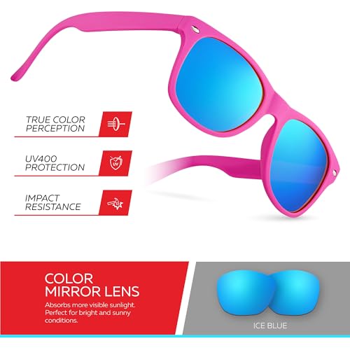 Image of Retro Rewind Kids Sunglasses for Boys Girls Age 3-12 - Shatterproof UV400 Toddler Children Sun Glasses