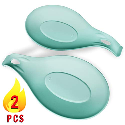 Green Spoon Rests for Kitchen Stove – Set of 2 | Silicone Spoon