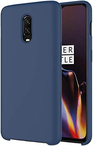 OnePlus 6T Silicone Protective Case, Liquid Silicone Gel Rubber Shockproof Case with Inner Soft Microfiber Cloth Lining Cushion - Blue