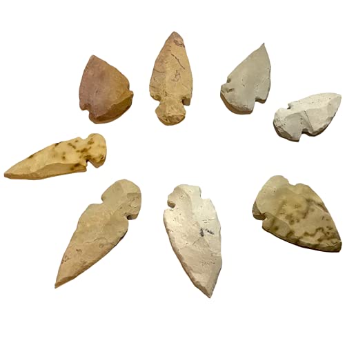 Pointes de flèche en Silex véritable Pierre à feu Style amérindien Âge de pierre Fabriquées à la main De 30-40 mm (5 pièces)