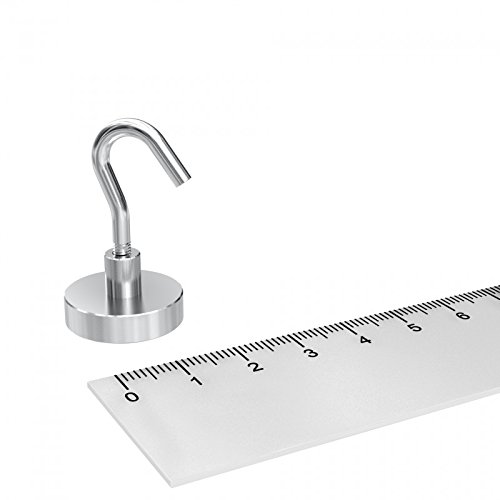 50 x Neodym Topfmagnet Ø 20 mm, Topfmagnet mit Haken M4 zum Einschrauben