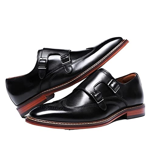 Zapatos de hombre de cuero genuino estilo monje para trajes de boda 2
