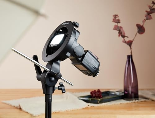 Image of Amazon Basics S2 Bracket | Bowens Mount| Precise Tilt Control | for Speedlite Flash, Barn Door Kit, Softbox, Snoot, Reflector, Beauty Box | Camera Photography & Videography