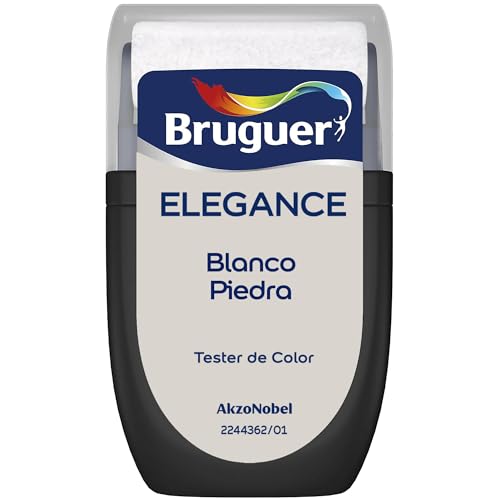 Bruguer ELEGANCE Pintura Monocapa ExtraMate, Paredes y Techos, Interior, Exterior protegido, Alta Durabilidad, UltraLavable, Resistente al Desgaste y Manchas Blanco Piedra 30 ml