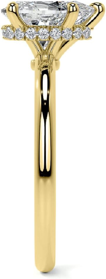 14K Solid Yellow Gold Handmade Engagement Ring, 1.50 CT Pear Cut Moissanite Solitaire Ring Diamond Wedding Ring for Her/Women, Gorgeous Ring, VVS1 Colorless