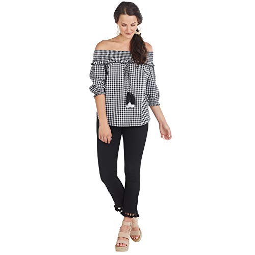 Mud Pie Women's Arden Ots Top Black L, Large #TOP8