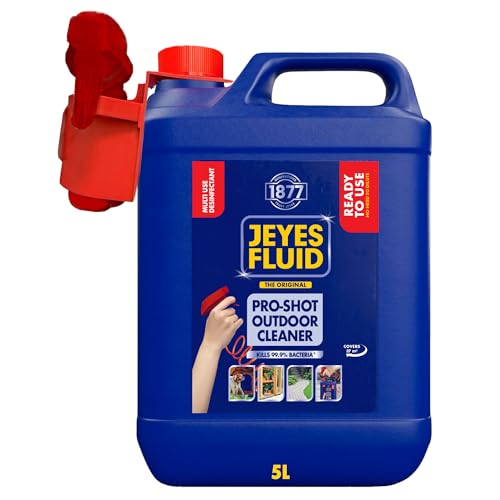 Jeyes Fluid Outdoor Cleaner Pro Shot with 1m Extendable Trigger (5 Litre) – Ready to Use Patio Cleaner & Disinfectant, No Dilution (Covers 37m²) – Cleans Furniture, Pots & Tools – Kills 99.9% Bacteria