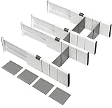 STARVAST Lot de 4 Separateur de Tiroirs Cuisine Extensible 28 - 44 CM Plastique Organisateur de Tiroir Cuisine Ajustable, Diviseurs de Tiroir Cuisine Pour Couvert, Commode, Bureau