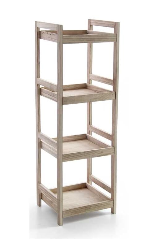 Maury's Scaffale Bagno in Legno Naturale con 4 Ripiani, Organizza il Tuo Bagno con Stile