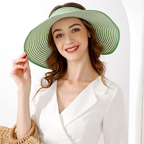 Sombrero de paja para mujer con ala ancha y visor miniatura 3