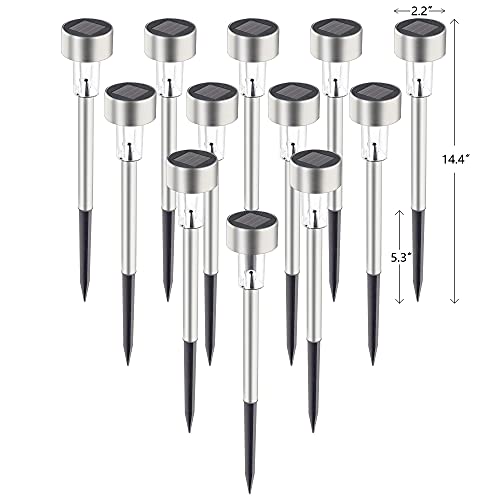 GIGALUMI Solar Pathway Lights, Stainless Steel IP44 Waterproof Auto On/Off Outdoor LED Solar Landscape Lights for Garden, Yard, Patio, Path and Walkway(12 Pack, Cold White) thumbnail 9
