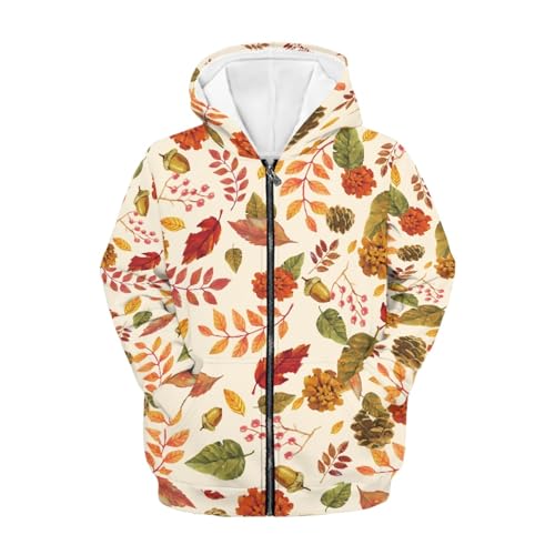 Image of Coloranimal Unisex Girls Boys Long Sleeve Casual Hoodies & Sweatshirts Tops Kids Zip Up Jacket Coat Age 6-16 Year