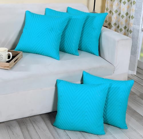 Image of RD TREND UltraSonic Microfiber Cushion Covers, 40 x 40 cm /16 x 16 inches, Set of 5, 250 TC, Back Zipper (Firoji)