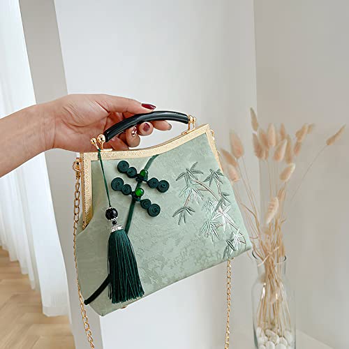 Women's Chinese Style Embroidered Purse Vintage Clutch Handbag with Tassel Pendant Hanfu Crossbody Bag3