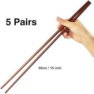 Dulcii Traditional Chinese Wooden Extra Long Chopsticks for Hot Pot, Frying, Cooking, Noodle