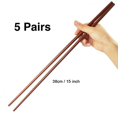 Dulcii Traditional Chinese Wooden Extra Long Chopsticks for Hot Pot, Frying, Cooking, Noodle