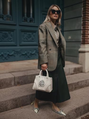 DREAMCIA Slingback Flats for Women, Pointed-Toe Elegant Women's Ballet Flats with Buckle Strap, Classic Low Heel Dress Shoes for Casual Work Office Party Snake4