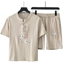 Wcxixo Chinese Chinese Traditional Clothing Hanfu Martial Arts Traditional Ancient Costume Mens Cotton Kung Fu CoatsBeige,2XL