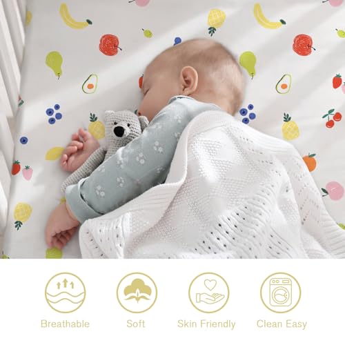 Image of Little Grape Land Crib Sheets 2 Pack for Boys and Girls, Baby Neutral Crib Fitted Sheets for Standard Crib & Toddler Mattress, Super Soft Breathable Fitted Crib Sheet Set