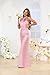 Stanjiehu Women’s Satin Bridesmaid Dresses for Wedding Open Back Long Prom Dress Maxi Halter Fuchsia Formal Evening Party Gown Zipper US6