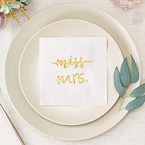 Crisky NPK055-MISSMRS-GOLD-50 Gold Foil Miss To Mrs Cocktail Napkins thumb #1