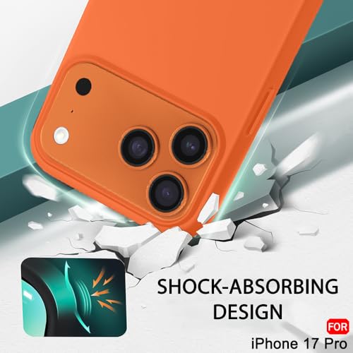 Image of TheGiftKart Liquid Silicone Back Cover Case for iPhone 17 Pro | Soft Micro-Fibre Lining Inside | Camera & Screen Protection | Shockproof Back Cover Case for iPhone 17 Pro (Silicone, Orange)