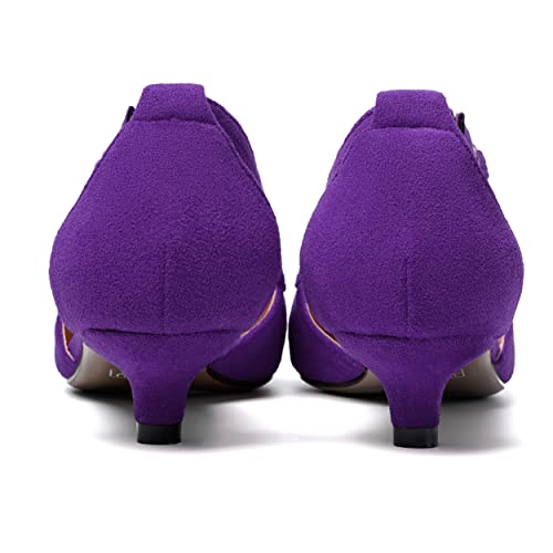 WAYDERNS Womens Pointed Toe Adjustable Strap Dress Wedding Solid Suede Buckle Kitten Low Heel Pumps Shoes 1.5 Inch4