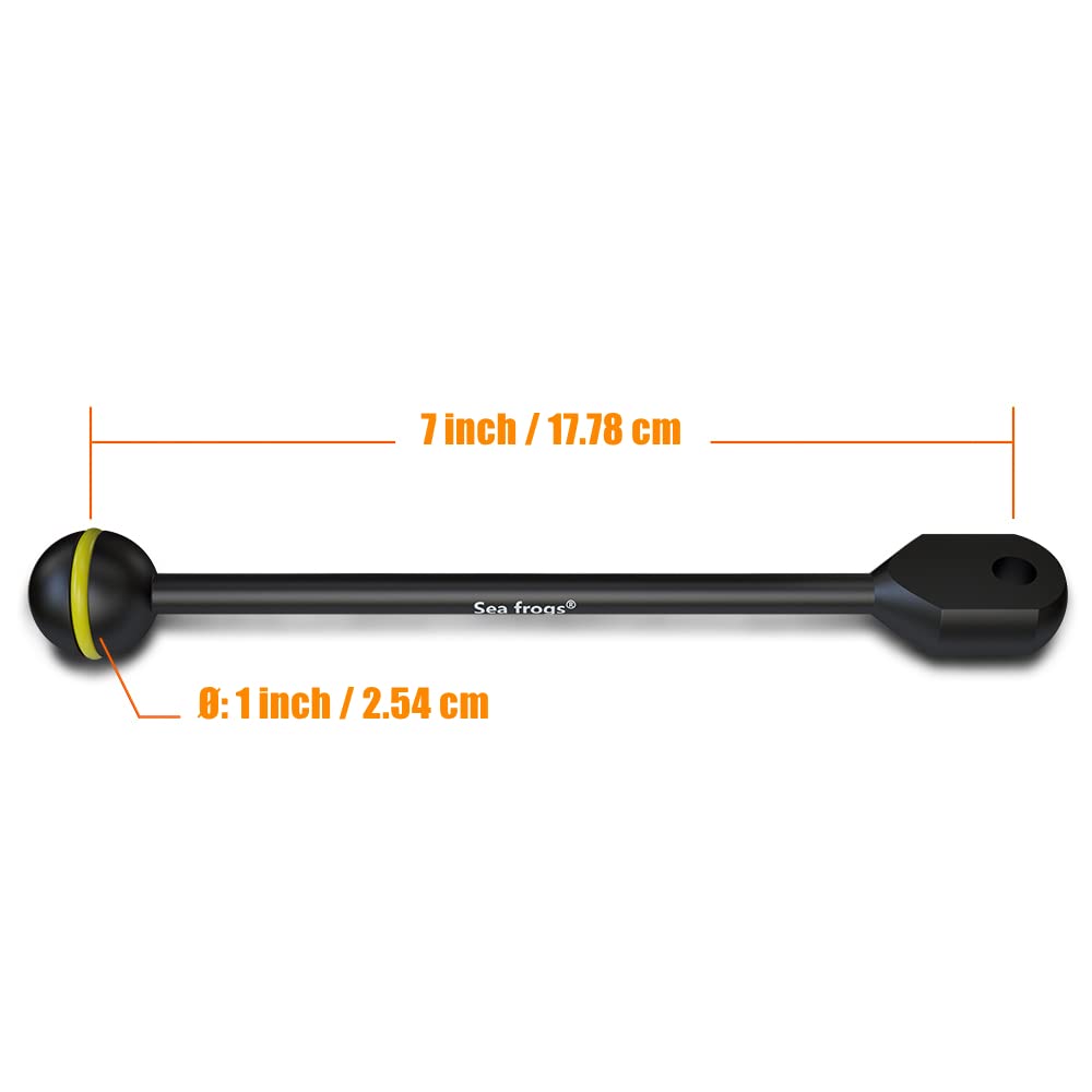 Sea frogs Adaptador YS de Aluminio de 17,78 cm, Brazo esférico para conectar luz estroboscópica de vídeo a Carcasa submarina