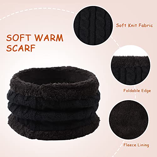 Image of Yuoahcn Kids Winter Beanie Hat Scarf Gloves Set Knit Warm Toddler Winter Cap Gloves Neck Warmer for Boys Girls 1-8 Year