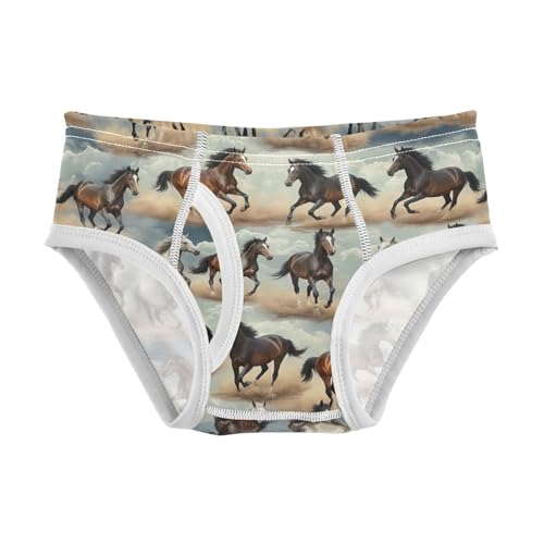 CHIFIGNO Boys Cotton Briefs Breathable Underwear Printed Underwear Briefs for Toddler Boy, Vintage Horse