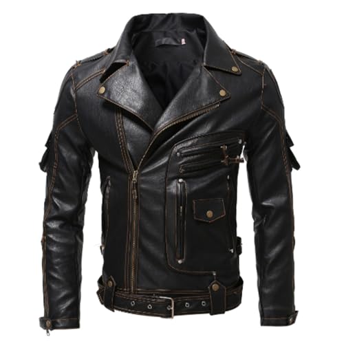Blouson motard en cuir pour homme protection et manches longues