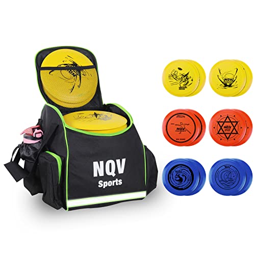 Nqv Disc Golf Set With Backpack,Disc Golf Starter Set,12 Pack Flying Discs With Putters Drivers Mid Ranges+1Green Disc Golf Bag Fluorescent Portable Outdoor Indoor #TOP6