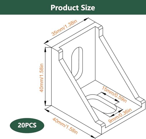 LINYIJOY Aluprofil 40x40 Aluminium Eckverbinder 20 Stück, Rechtwinklige Aluwinkel für Aluprofil Montage, Möbel Reparatur DIY Projekte
