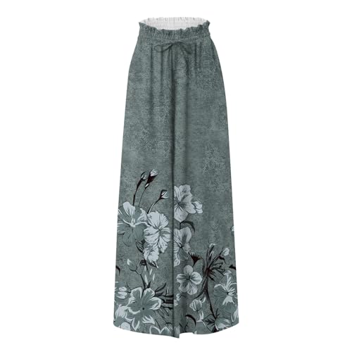 FlekmanArt Women's 2025 Summer Wide Leg Palazzo Pants High Waisted Flowy Pockets Trendy Casual Lounge Boho Beach Trouser2
