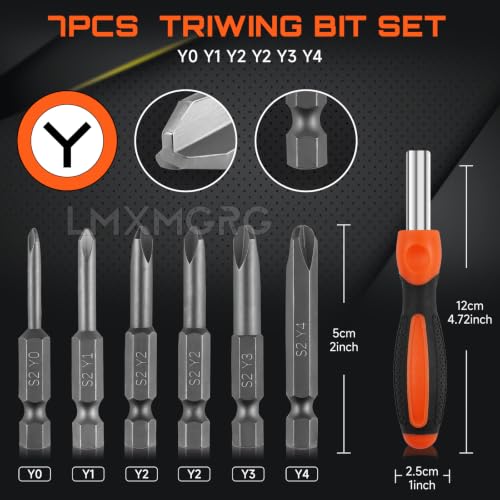 Image of 7PCS All In One Screwdriver Bits Set,Triwing Screwdriver Bits Set(50mm) Y0 Y1 Y2 Y2 Y3 Y4 Y Tip Portable Multi-Purpose Screwdriver Set for Outdoor And Daily Repair Tools