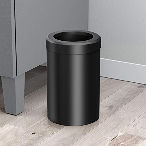 Image of Gatco Small Bathroom Trash Can With Lid, Round 3 Gallon Stainless Steel Wastebasket, Under Sink, Matte Black, For Bathroom, Bedroom, Office (1912)