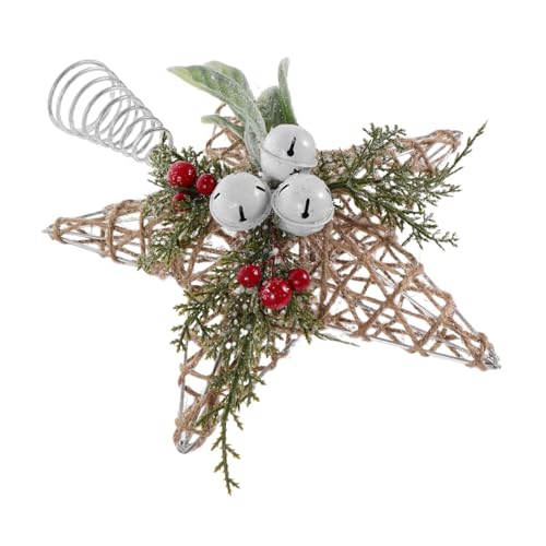 DIYEAH Rustikale Christbaumspitze Stern mit Jute und Glocken...