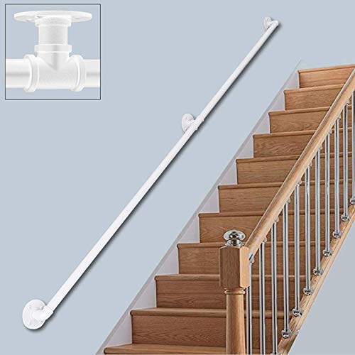 Rambarde d'escalier extérieure blanche moderne en fer forgé de 6 m fixée au mur