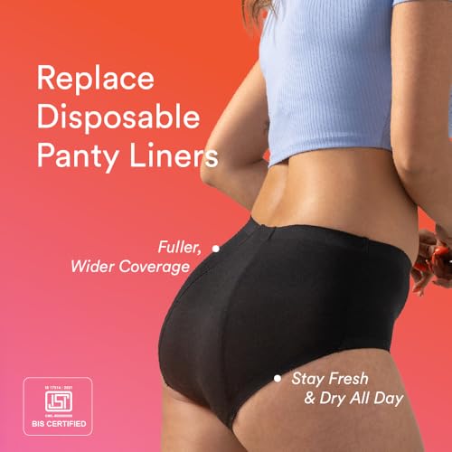 Image of Mahina Modal Period Panty for Girls & Women - Black, No Pads Required, Mid-Waist, Reusable, Leakproof, No Rashes