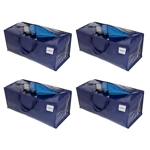QWORK® Lot De 4 Grand Sac De Rangement Avec Couvercle, 90L