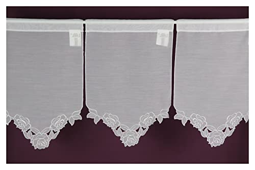 Fensterbild 3er- Pack aus Batist mit Lochstickerei Vintage- Style Panneaux Scheibengardine 30 x 45 (BxH) cm