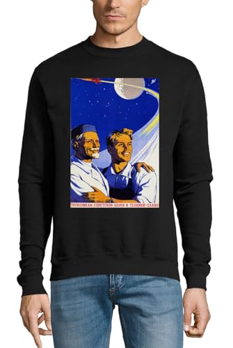 Pull noir URSS Poster Glory to Science Technology vêtement coton XXL