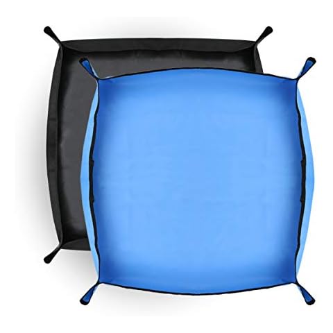 CZWESTC 2 Pcs Plant Repotting Mat, Large Squre Indoor Gardening Plant Mat, Foldable Plant Tarp, Indoor Transplanting Tray (Black and Blue) (19.7 x 19.7 inch) Cover